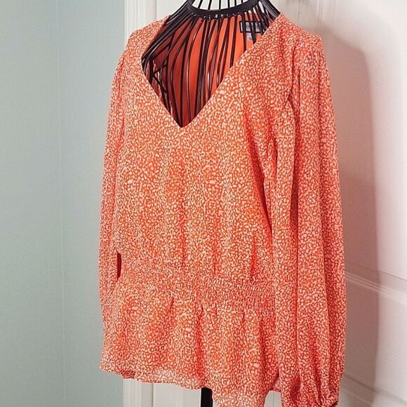 Sam and Jess Orange V Neck Blouse Size XL - Picture 1 of 10